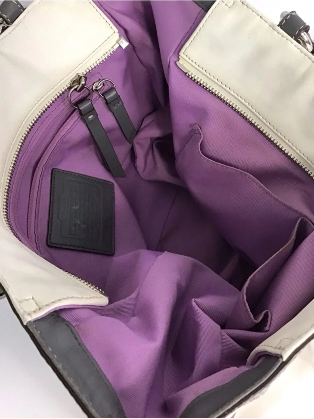 Coach Shoulder white  Gray Leather Purse